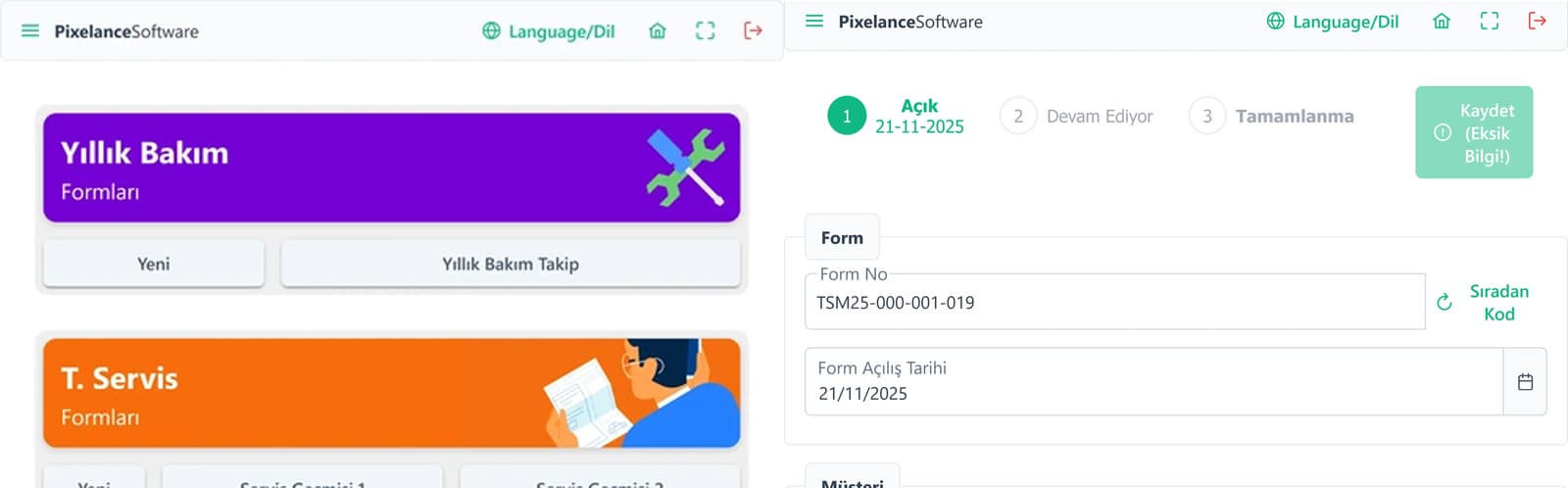 Teknik Servis ve Kiralama Takibi Yazılımı
